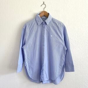 Calvin Klein Blue White Striped 100% Cotton Oversized Tunic Shirt Womens Small